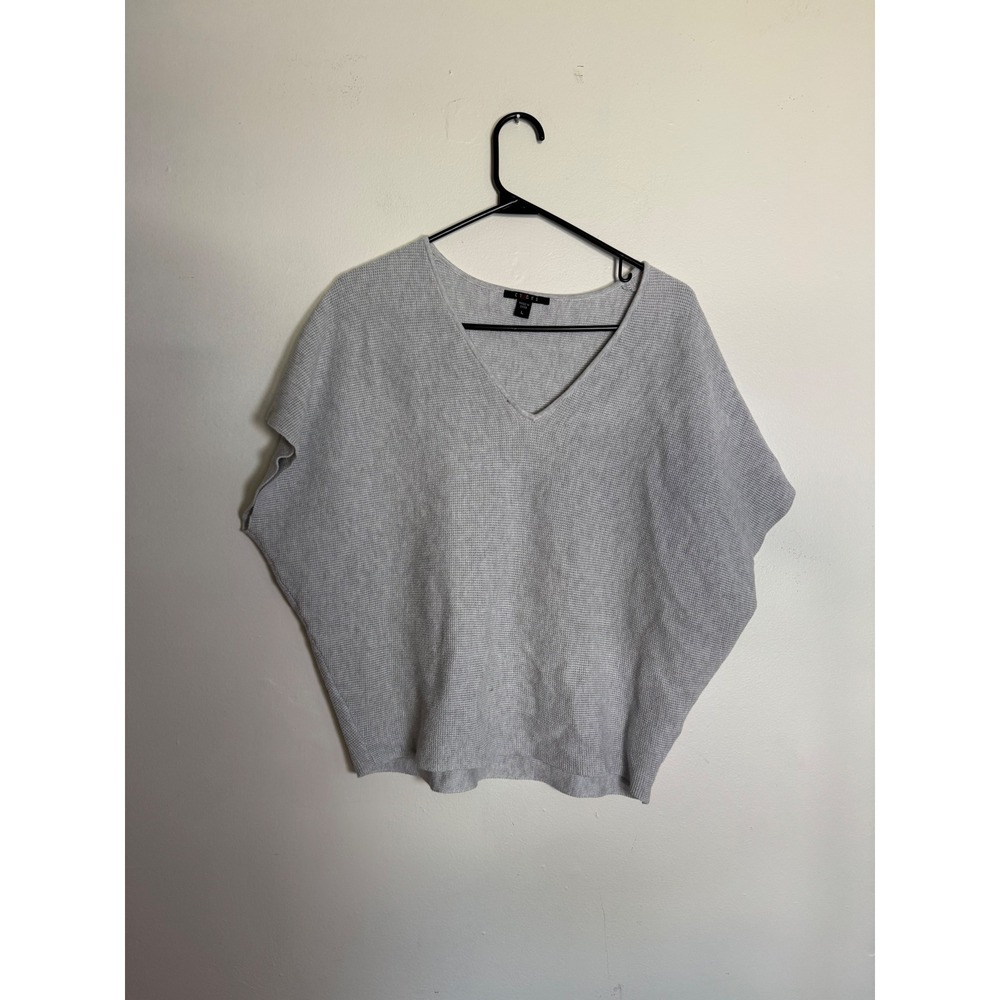 Cyrus‎ Womens Light Gray V-Neck Dolman Short Sleeve Knit Sweater Top Large
